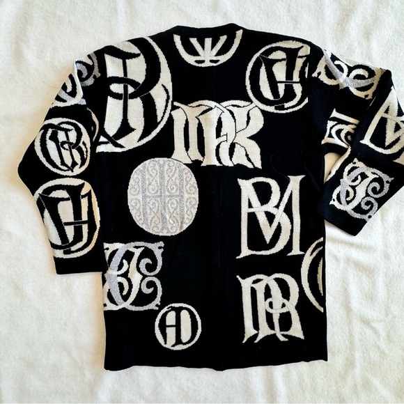 Vintage JAEGER Wool Cardigan Sweater Jacket Black | Silver Metallic Size S - Picture 11 of 13